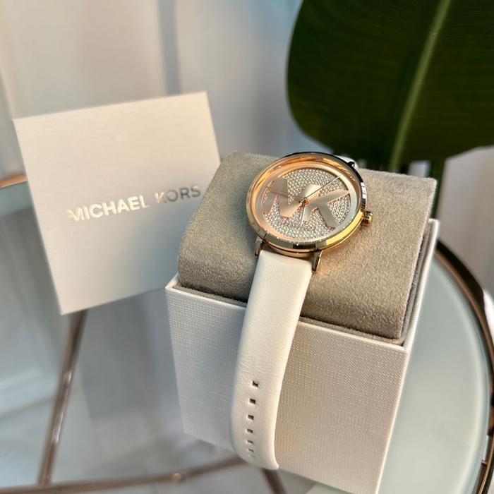 Michael.kors MK2958 Addyson rose gold white leather watch