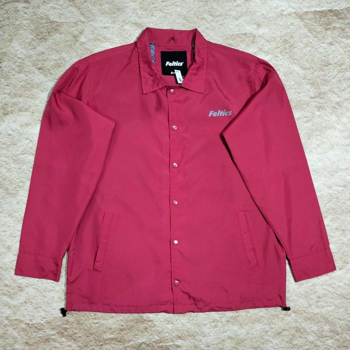 mt01 jaket varsity coach FELTICS merah jaket baseball outdoor casual size XL