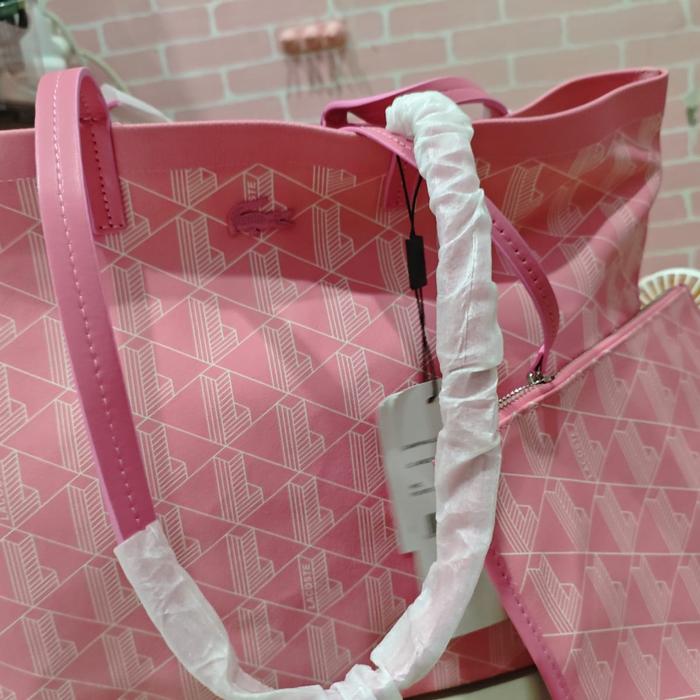 lacoste zely pink tote bag