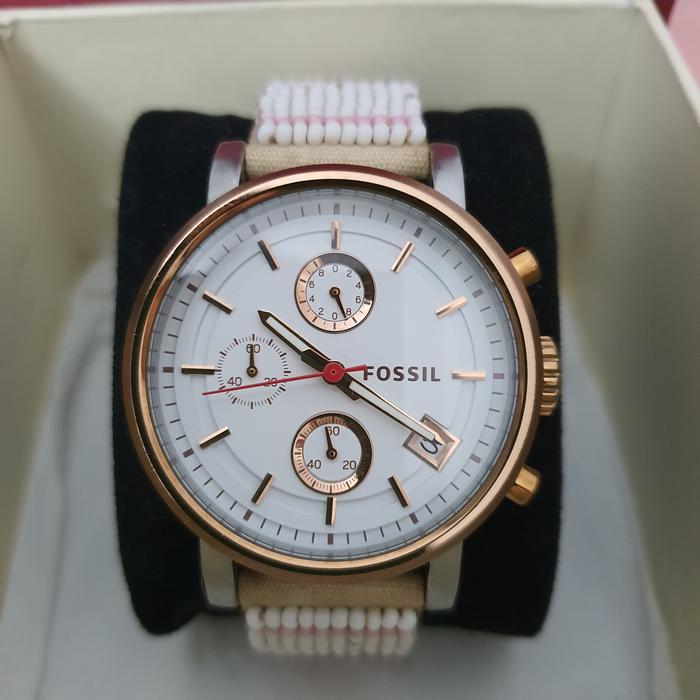 Jam tangan wanita "Fossil Boyfriend chronograph" Preloved