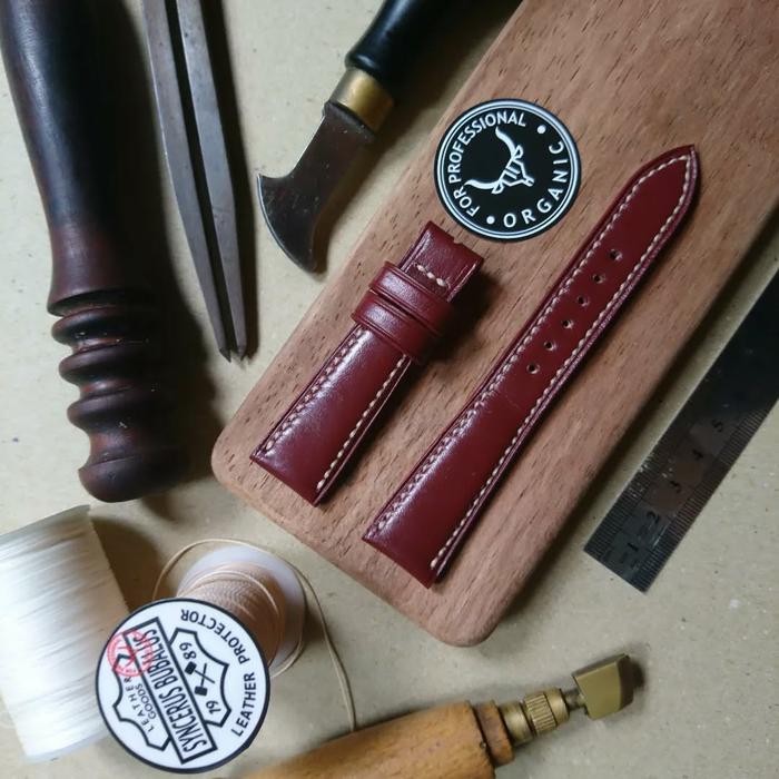 Leather strap premium red maroon syncerus bubalus
