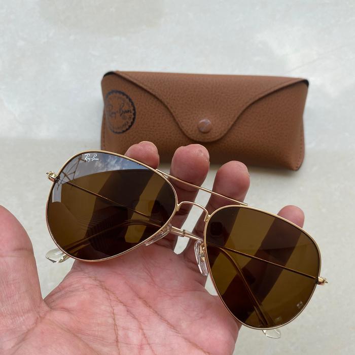 kacamata rayban aviators frame rose gold sz 62 kaca coklat