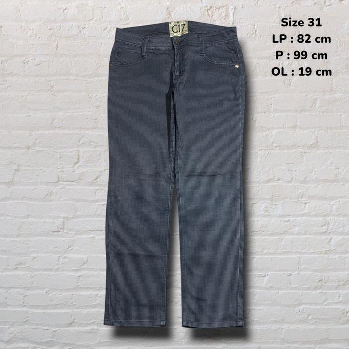 Size 31 Celana Panjang Longpants Jeans C17 Grey Tartan Regular fit Original Second Preloved #CJ872