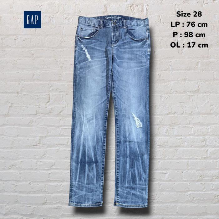 Size 28 Celana Panjang Longpants Jeans Gap Blue Washed Fading Slim fit Original Second Preloved #CJ8