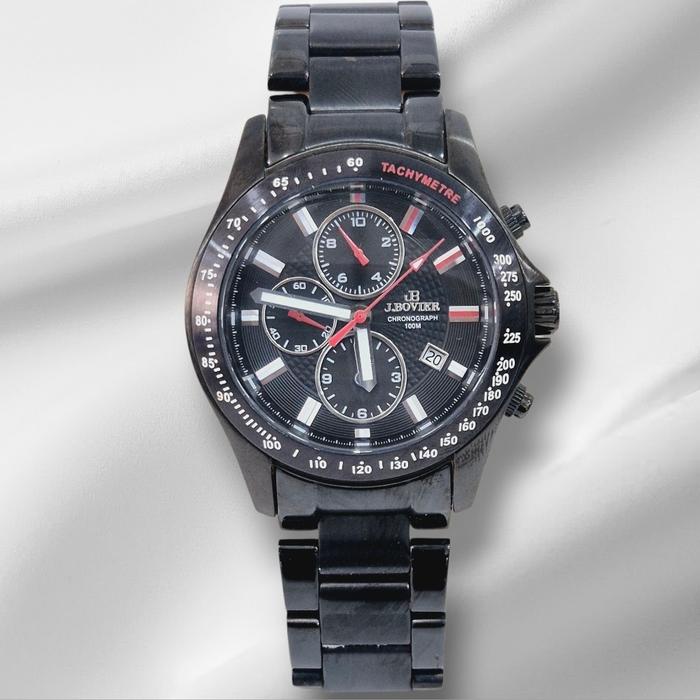 J.Bovier B08.93414B full hitam jam tangan pria original