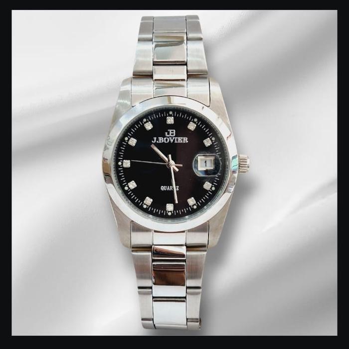 J.Bovier B05-185M Black silver jam tangan cewek original