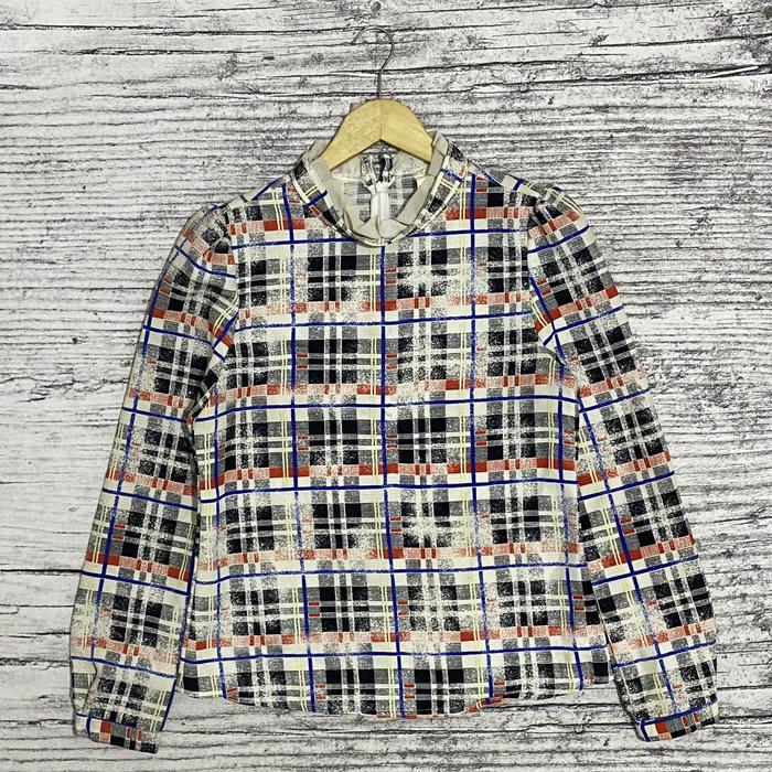 Kemeja Blouse blus atasan cewek wanita perempuan kotak kotak fashion 1 st second bekas thrift