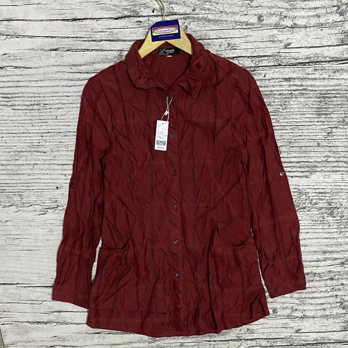 kemeja blouse blus tunik atasan baju wanita cewek perempuan fashion motif merah ssamzie sport second