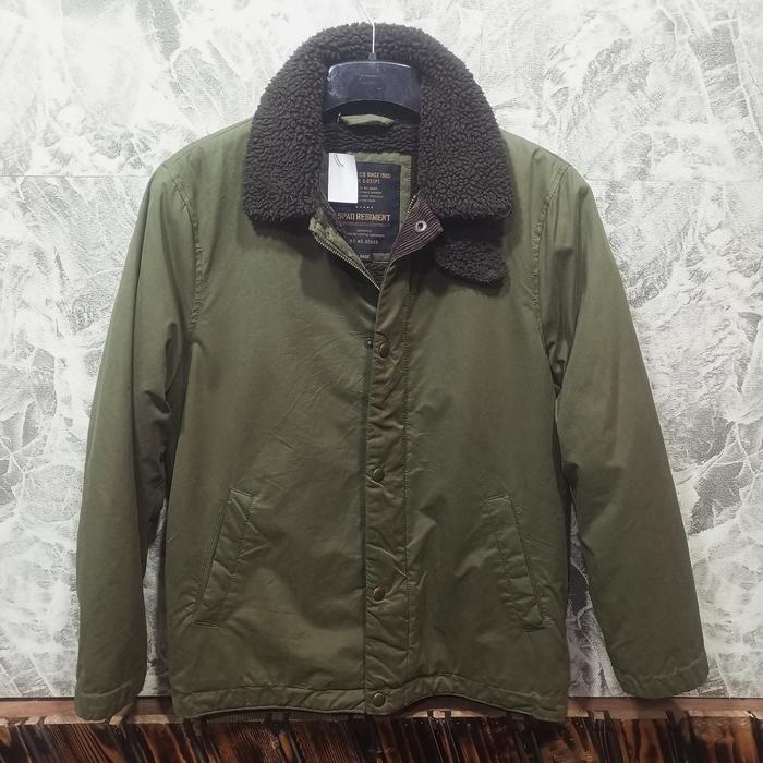 jaket pria tebal lapis sherpa SPAO REGIMENT army Sz L hangat polos