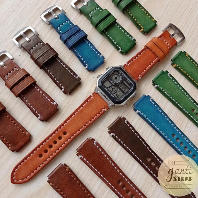 Tali Jam Tangan Kulit Casio Ae-1200Wh Ae-1200Whd Handmade Strap Watch Terlaris