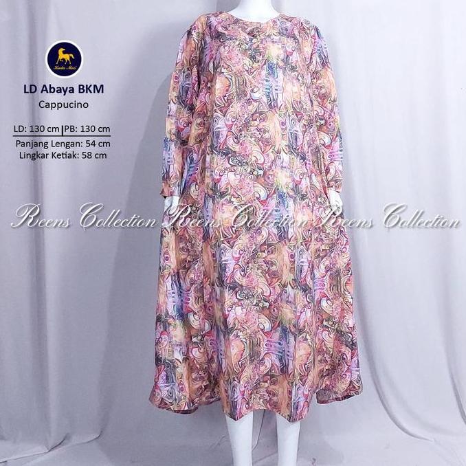 Batik Kuda Mas Longdress Abaya Jumbo Ld-130Cm | Daster Lengan Panjang Semata Kaki 3 Kancing Depan Bu