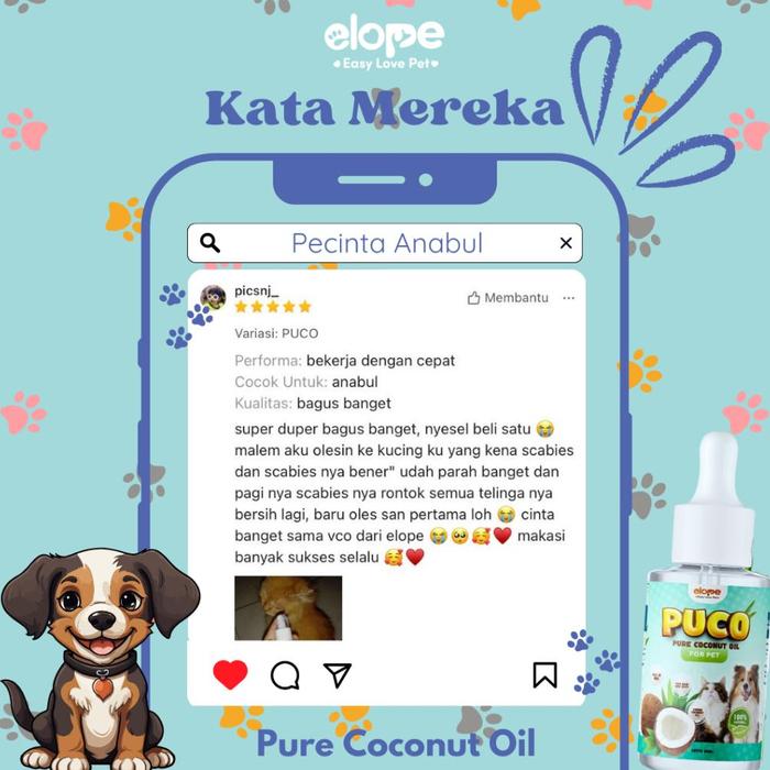 Best - ELOPE Puco Virgin Coconut Oil Minyak Vco Kucing Anjing Obat Jamur Scabies ~