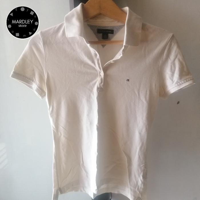 Kaos Polo Wanita Tommy Hilfiger White size S/XS ada sedikit noda