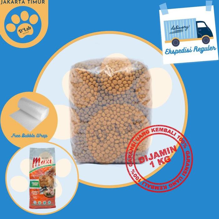 Berkualitas! MAXI 1kg Cat Food chicken tuna - Makanan kucing repack 1 kg !!