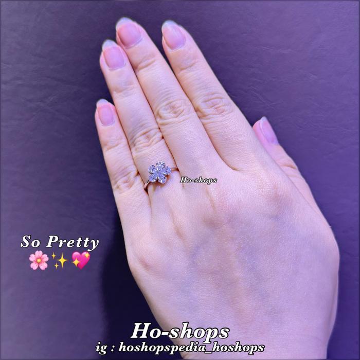 Cincin Bunga Flower Mas Putih Kadar 750 Asli Emas