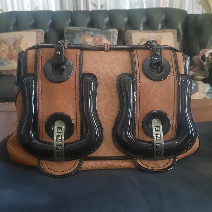 Tas Fendi Bag Leather Handbag Brown Second Original (Asli)