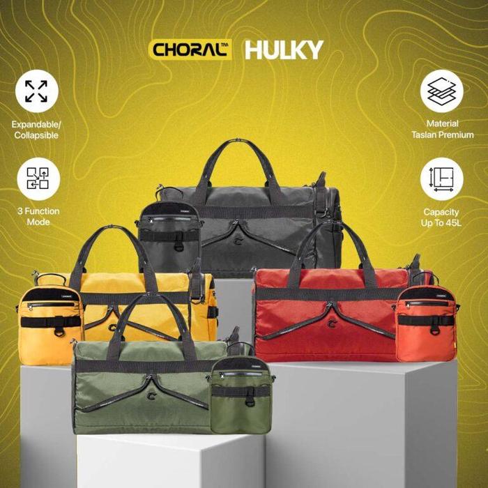 Choral Hulky Travel Bag | Tas Travel 3 in 1 | Tas Koper Cabin Size | Tas Gym | Sling Bag Duffle Bag 