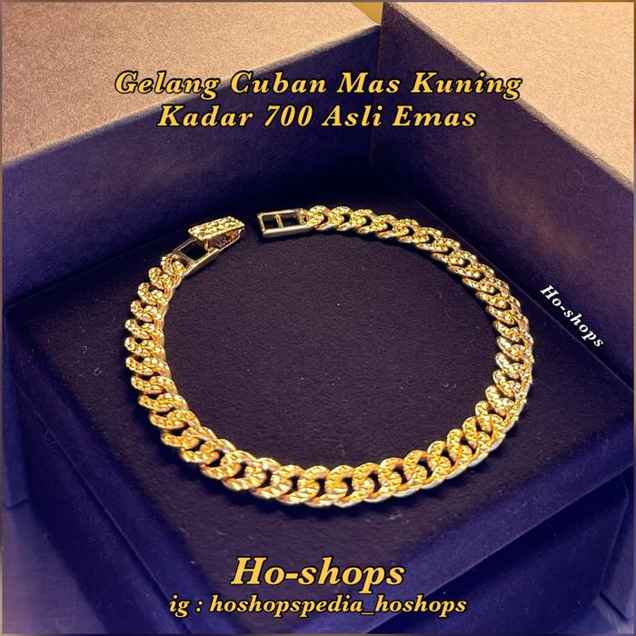 Gelang Cuban Sisik Naga Mas Kuning Kadar 700 Asli Emas