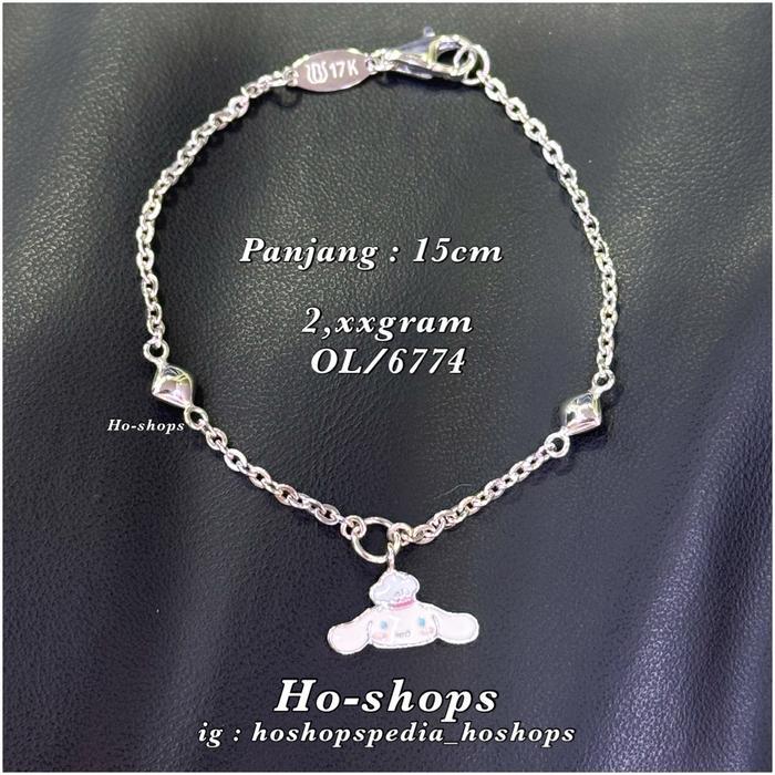 Gelang Anak Cinamoroll Mas Putih Kadar 750 / Kuning Kadar 700 Asli Emas