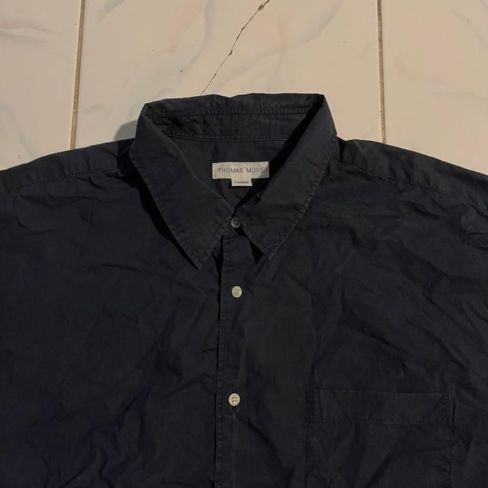 Thomas More Kemeja Panjang Shirt Polos Navy
