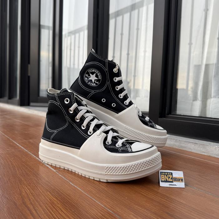 Sepatu Snsakers Unisex Converse CTAS Construct Black Vintage White