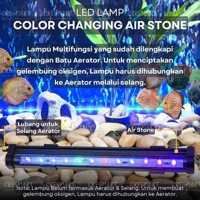 Trendy Lampu Celup Led Batu Gelembung Udara Aquarium Aerator Airator Color Changing Airstone Akuariu