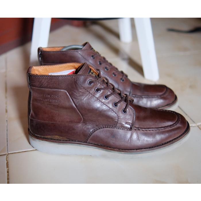 Sepatu Boots Moctoe Moc Toe Gstar Raw Leather Kulit Rugged Vintage not Dr Martens Red Wing Kleman Pa