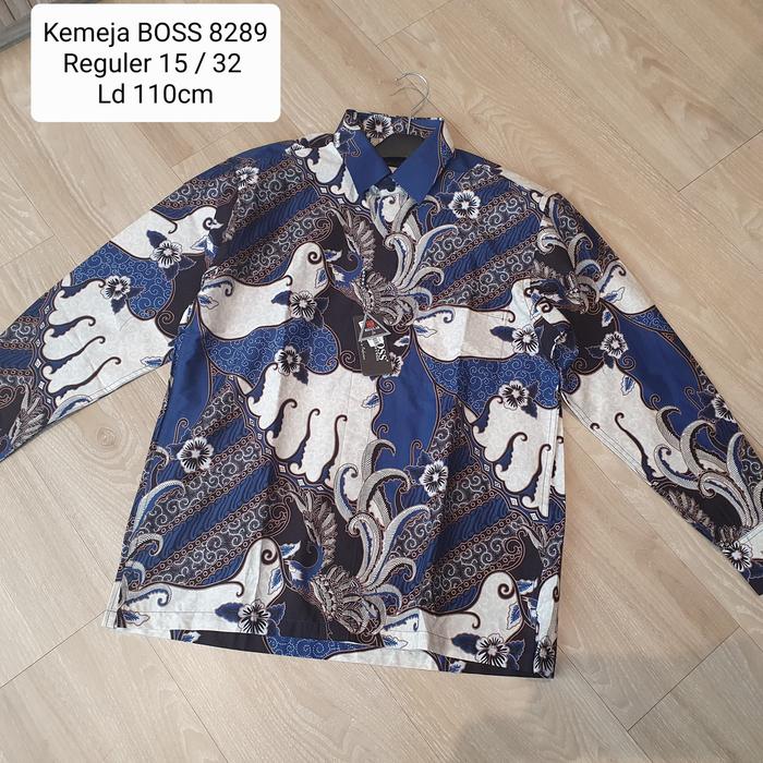 Kemeja Batik Lengan panjang Pria merk BOSS Slim Fit 88208