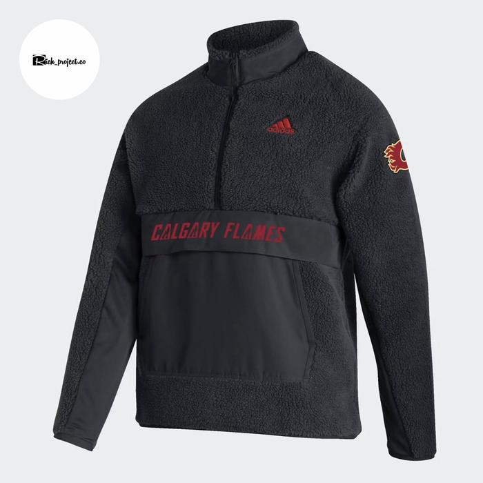 Adidas Originals NHL Calgary Flames Sherpa Half Zip Jacket