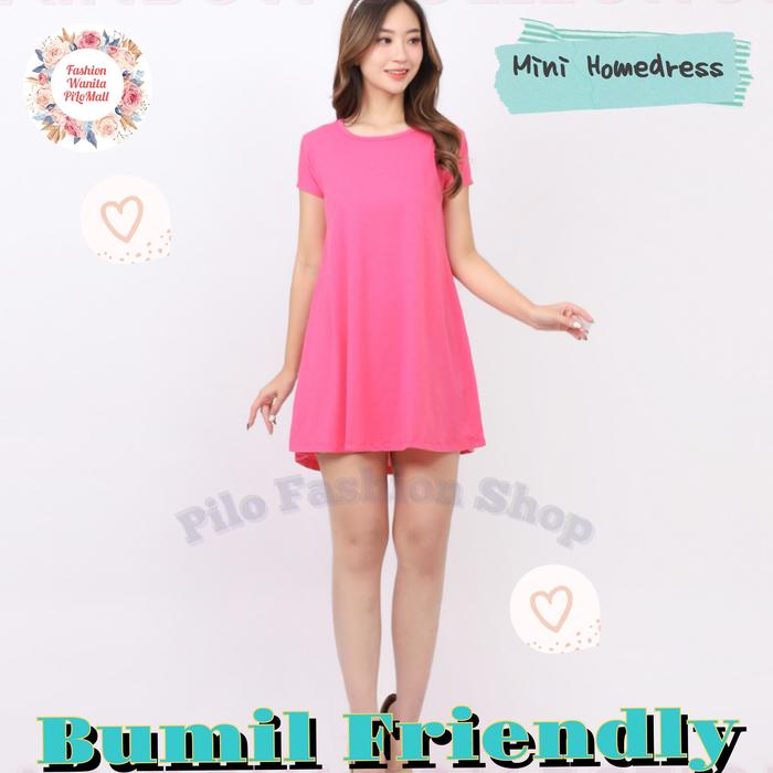 Mini Dress Jumbo Big Korea Santai Homedress Pendek Daster Kaos Baju Tidur Wanita Bumil friendly