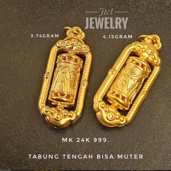 LIONTIN EMAS PRIA WANITA 24K 24KARAT 24 KARAT TABUNG LENTERA SPINNER BISA MUTER KEREN BANGET RINGAN 