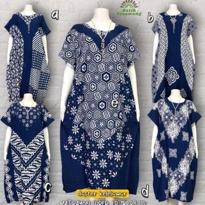 [Batik Sinawang] Daster Batik Kelelawar Jumbo "Cempaka Navy" Bahan Rayon Super Premium Cantik Dewasa