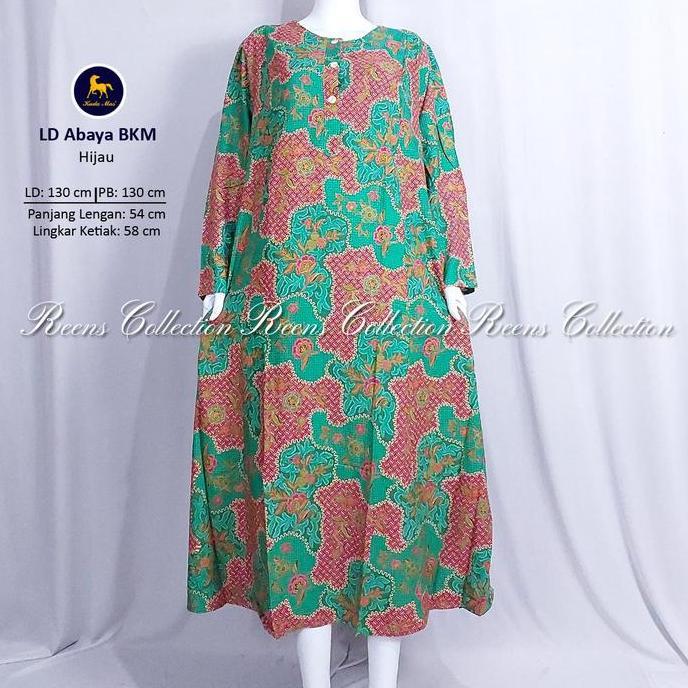 Batik Kuda Mas Longdress Abaya Jumbo Ld-130Cm | Daster Lengan Panjang Semata Kaki 3 Kancing Depan Bu