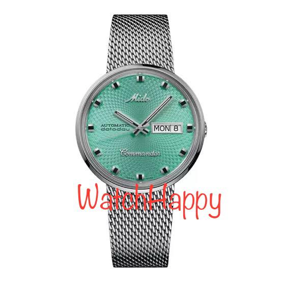 JAM TANGAN MIDO COMMANDER M84.29.4.25.11 / M842942511 DATODAY AUTOMATIC VINTAGE CLASSIC TURQUOISE DI