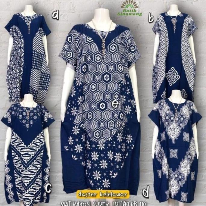 [Batik Sinawang] Daster Batik Kelelawar Jumbo "Cempaka Navy" Bahan Rayon Super Premium Cantik Dewasa