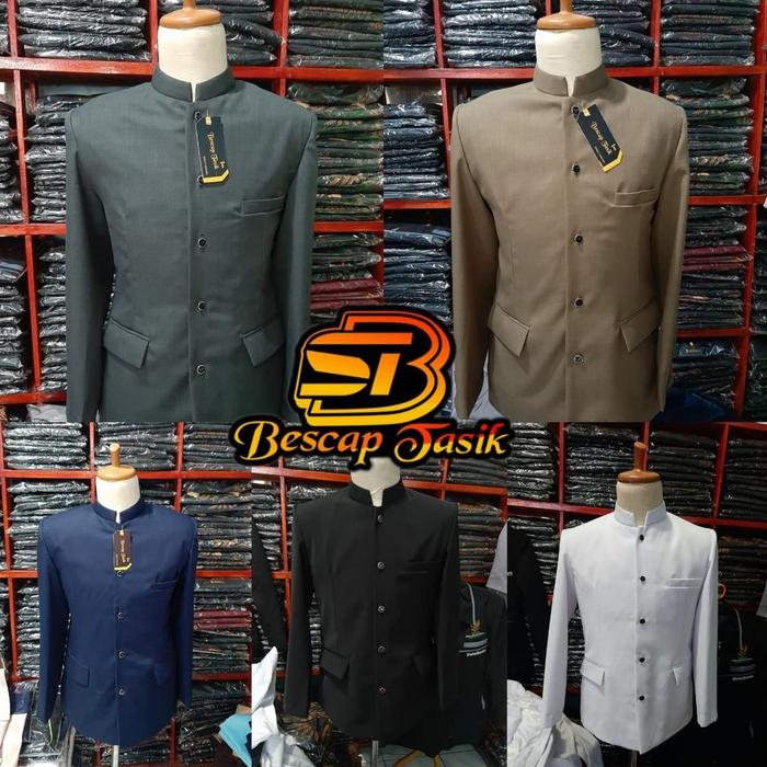 Jasko Terbaru Jasko Polos Motif Saku tutup Beskap Bapak Baju Beskap Pengantin Jas Koko Pria