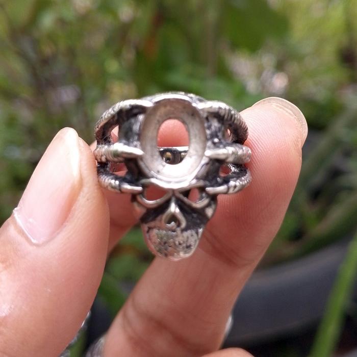 Ring akik bahan Monel casting/ emban tengkorak batu akik cincin pria