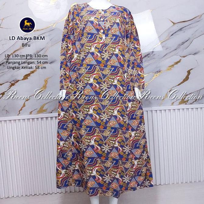 Batik Kuda Mas Longdress Abaya Jumbo Ld-130Cm | Daster Lengan Panjang Semata Kaki 3 Kancing Depan Bu