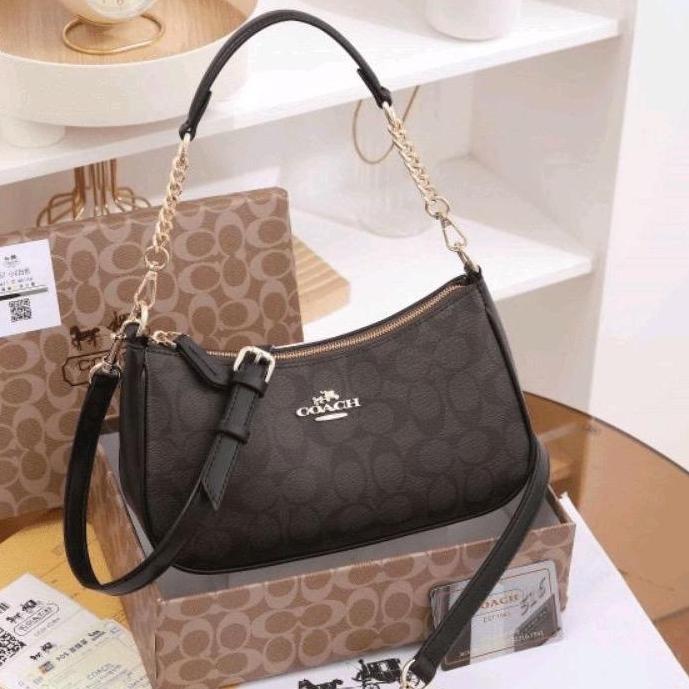 Tergacor Tas Coach Slempang Terry Signature 2 tali premium Free Box 786CH Terbaik