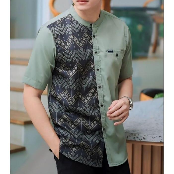 Kemeja Lengan Pendek Kadam/pakaian muslim/kemko motif/kemeja batik pria bahan toyobo