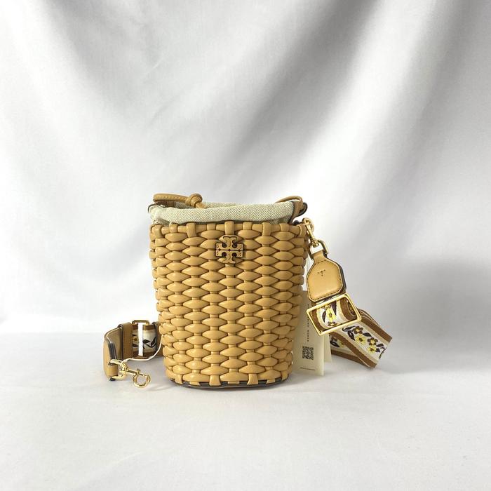 tas wanita tb emerson woven mini bucket bag ginger shortbread vj