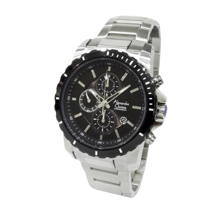 Alexandre Christie AC 6141 Silver Black Man MCBTBBA Jam Tangan
