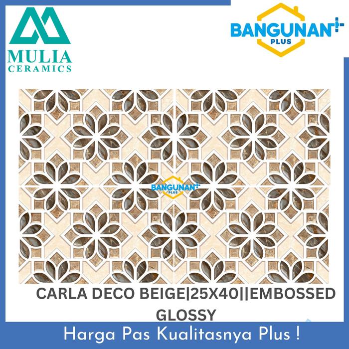 KERAMIK KILAP MULIA CARLA DECO BEIGE 25X40 PENGIRIMAN WILAYAH KARAWANG