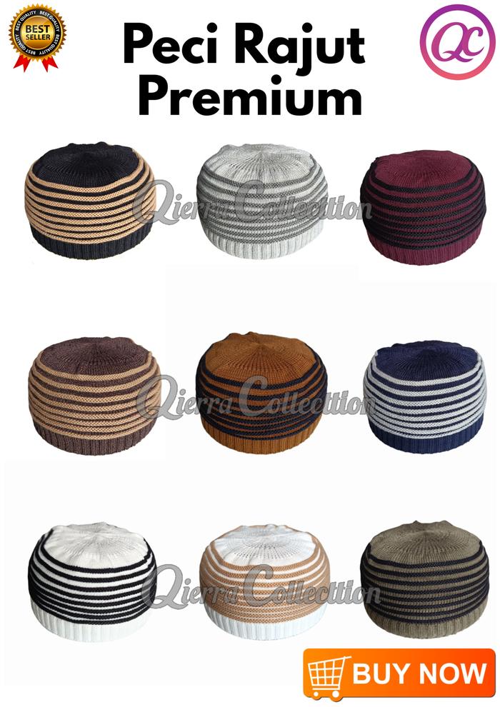 Peci RAJUT katun premium bahanTebal Pria Dewasa Kopiah Sholat Knit Haji Hadramaut Premium Turki Rosa