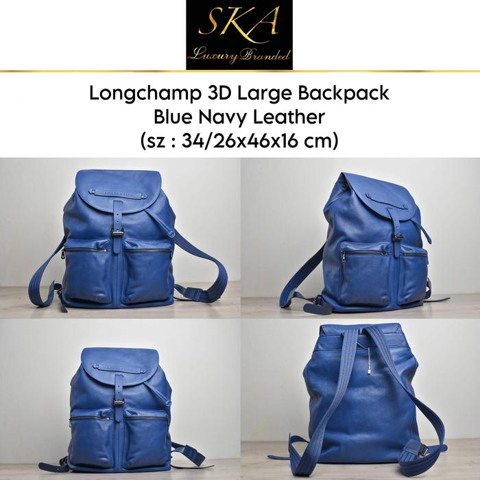 Longchamp 3D Large Backpack Blue Navy Leather