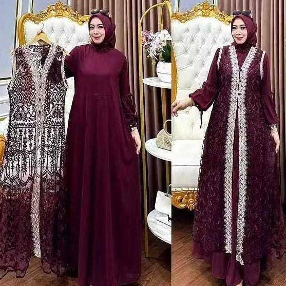 Gamis jumbo Ameera dress burgundy Gamis Ceruti premium Gamis Brukat Premium Gamis Burgundy Gamis tre