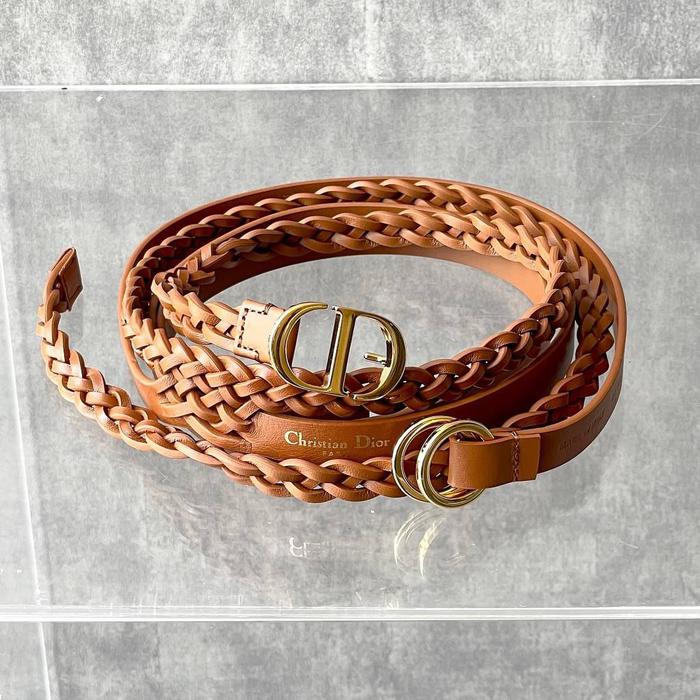 belt Double Belt 15mm Cognac Braided & Smooth Calfskin GHW