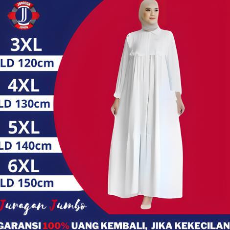 Juragan Jumbo - Gamis Lebaran Syari Terbaru Polos Premium Mewah Jumbo LD 120 130 140 150