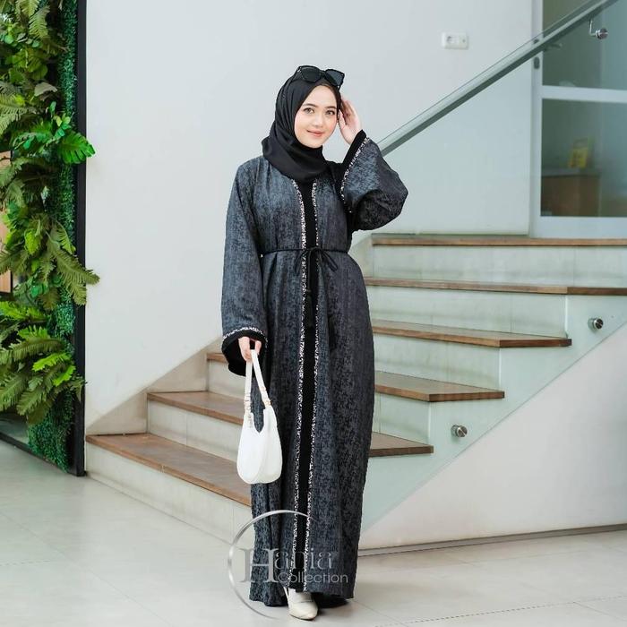 Abaya Hitam Gamis Turkey Abu-Abu Maroon Jaguar Longcardy Dress Kondangan Jaguard Turki Zainab 977