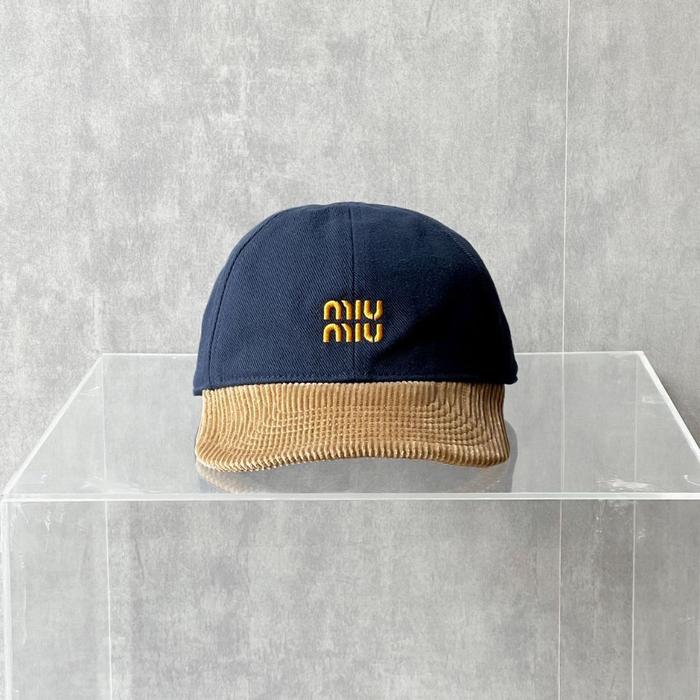 topi Miu Logo Baseball Cap Corduroy / Denim